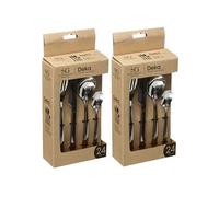Toilinux - Lot de 2 Ménagères Deka en Acier inoxydable - 48 pièces - Argent