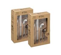 - Lot de 2 Ménagères en Acier Inoxydable D'Oro - 48 Couverts - Argent - D'Oro