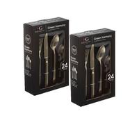 - Lot de 2 Ménagères Green Harmony en Acier Inoxydable - 48 Couverts - Doré - Green Harmony