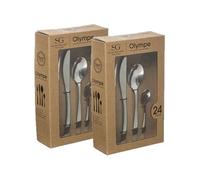 - Lot de 2 Ménagères Olympe en Acier Inoxydable - 48 Couverts - Argent - Olympe