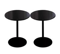 Lot de 2 meubles de bar ronds classiques en fer pour café, banquet, salon et balcon, noir (40 x 62 cm)