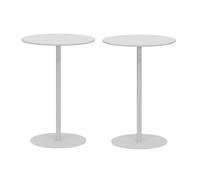 Lot de 2 meubles de bistrot classiques - Petite table d'appoint ronde en métal pour salon, terrasse et véranda, blanc (48 x 72 cm)