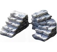 Lot de 2 micro aménagements paysagers gris - Décoration miniature en résine - Pont d'escalier droit - Marches en pierre - Décoration de jardin féérique - Pot de fleurs - Escalier droit - Miniatures de