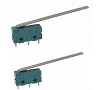 Lot de 2 micro-boutons 3 broches 250 V 5 A 2 positions ON/ON Interrupteur de fin de course avec bras de levier long Interrupteur à bascule Micro interrupteur tactile pour mécanique, appareils