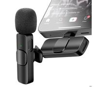 Lot de 2 Micro Cravate Sans Fil USB-C Lightning avec Réduction Bruit Portée 20m Noir