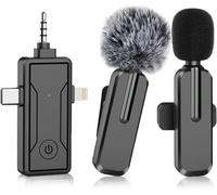 Lot De 2 Microphones Cravate Sans Fil ¿ Micro Professionnel À Clipser Pour Iphone Et Appareils Photo Android ¿ Mini Micro Cravate Pour Intérieur Ou Extérieur Interviews Vidéo En Streaming