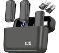 Lot de 2 microphones cravate sans fil pour iPhone iPad USB C Android avec étui de chargement, micro à revers à clipser, réduction du bruit, mini micro sans fil pour enregistrement vidéo, vlogging,