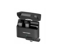 Lot de 2 microphones cravate sans fil USB-C avec étui de chargement, noir