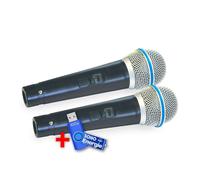 Lot de 2 Microphones de karaoké dynamique Mr Entertainer avec fil 600 Ohm+Clé USB 32G