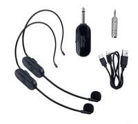 Lot de 2 microphones pour système de sonorisation, 2,4 G 2 canaux, sans fil, microphone de 50 m de long, transmission stable, pour haut-parleur, enseignement vocal, yoga