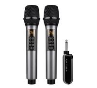 Lot de 2 microphones sans fil Bluetooth Reverb avec câble de port Android Le noir