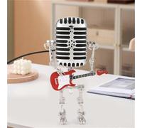 Lot De 2 Micros Rockbot, Lampe De Table Robot En Métal Avec Microphone Tenant Une Guitare, Veilleuse Vintage