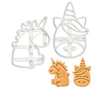 lot de 2 mignons emporte-pièces licorne (motifs: corps et visage), 2 pièces