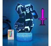 Lot De 2 Minec Veilleuse 3d Led Enfants, Surprise Cadeau Minec Garcon 3 4 5 6-12 Ans, 16 Couleurs Usb Smart Remote Control Minec Lampe, Decoration Chambre Cadeaux Parfaits Pour Les Fans