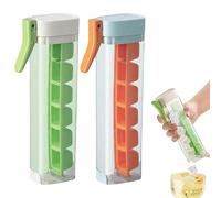 Lot de 2 mini bacs à glaçons carrés à presser à une main, 6 grilles avec poignée, facile à démouler pour boissons, cocktails et jus, bac à glaçons compact et empilable en plastique