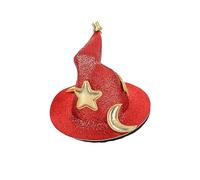 Lot de 2 mini barrettes à cheveux en forme de chapeau de sorcière d'Halloween pour femmes, étoiles, lunes, filles, accessoires de cheveux pour décorations de fête d'Halloween (rouge)