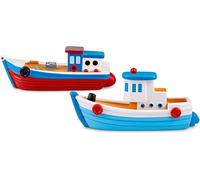 Lot de 2 mini bateaux de pêche miniatures colorés pour maison de poupée, décoration méditerranéenne en résine, décoration de bureau, océan, plage, micro paysage, accessoires de maison de poupée
