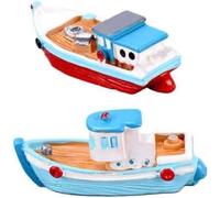 Lot de 2 mini bateaux de pêche miniatures colorés pour maison de poupée, décoration méditerranéenne en résine, décoration de bureau, océan, plage, micro paysage, accessoires de maison de poupée