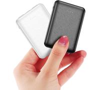 Lot De 2 Mini Batteries Externes, Petites Mais Puissantes, 5000 Mah, Batterie Externe Portable, Avec Câble, Batterie Externe Légère (Noir Et Blanc)