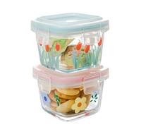 Lot de 2 mini bocaux alimentaires en verre de 118 ml avec couvercles hermétiques, étanches et carrés pour portions alimentaires, sauces, collations, noix, yaourts, congélateurs, micro-ondes