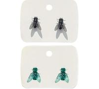 Lot de 2 mini boucles d'oreilles réalistes en forme de mouche personnalisées, boucles d'oreilles en forme d'animal farce, bijoux amusants pour Halloween, fête costumée, taille unique, Résine, Pas de