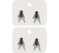 Lot de 2 mini boucles d'oreilles réalistes en forme de mouche personnalisées, boucles d'oreilles en forme d'animal farce, bijoux amusants pour Halloween, fête costumée, taille unique, Résine, Pas de