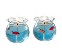 Lot de 2 mini bougies parfumées à bulles pour aquarium, bougies décoratives durables avec poisson, bougies d'aromathérapie en gel pour la maison, la chambre à coucher et le bureau