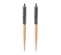 Lot de 2 mini brosses à cheveux rondes pour cheveux fins, courts, franges, barbe, levage, bouclage, marron clair