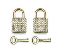 Lot de 2 mini cadenas carrés décoratifs avec clé pour boîte à bijoux, journal intime (doré)