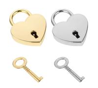 Lot de 2 mini cadenas en forme de cœur avec clé, cadenas en métal en forme de cœur, cadenas doré et argenté pour collier, boîte à bijoux, cadenas de livre, boîte de rangement