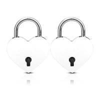 Lot de 2 mini cadenas en forme de cœur avec clé, petit cadenas en métal pour boîte à bijoux, journal intime, casier, sac à main, armoire, coffre au trésor (Blanche)