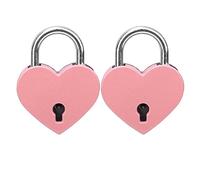 Lot de 2 mini cadenas en forme de cœur avec clé, petit cadenas en métal pour boîte à bijoux, journal intime, casier, sac à main, armoire, coffre au trésor (Rose)