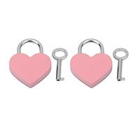 Lot de 2 mini cadenas en forme de cœur avec clé, petits verrous en métal pour boîte à bijoux, journal intime, casier, sac à main, armoire, valise, coffre au trésor (Rose)