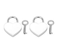 Lot de 2 mini cadenas en forme de cœur avec clé, petits verrous en métal pour boîte à bijoux, journal intime, casier, sac à main, armoire, valise, coffre au trésor (Blanche)