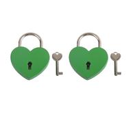 Lot de 2 mini cadenas en forme de cœur en alliage de zinc avec clés, petit verrou antivol pour bagages, agenda, livre, boîte à bijoux, vert