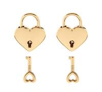 Lot de 2 mini cadenas en métal en forme de cœur pour boîte à bijoux, boîte de rangement, agenda, livre (doré)