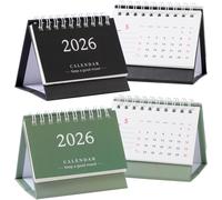 Lot De 2 Mini Calendriers De Bureau 2024-2025 - 8,4 X 7,5 Cm - 15 Mois - Octobre 2024 À Décembre 2025 - Calendrier De Bureau À Rabat - Pour La Maison, L'école Et Le Bureau (Noir + Vert)