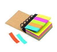 Lot de 2 mini carnets pense-bête à spirale en matériaux recyclables avec notes adhésives en 5 couleurs