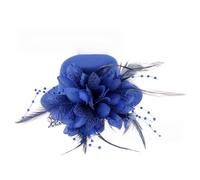 Lot de 2 mini chapeaux avec clip, petit chapeau, épingles à cheveux avec plumes et fleurs, bibi pour filles, fête à thème, carnaval, Halloween, bleu roi