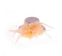 Lot de 2 mini chapeaux avec clip, petit chapeau, épingles à cheveux avec plumes, fleurs, bibi et barrette à cheveux pour filles, fête à thème, carnaval, Halloween, orange clair