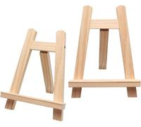 Lot de 2 mini chevalets en bois pour tableaux, tableaux, peinture, présentoirs (art déco) (Wood color, 15x20cm)
