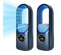 Lot de 2 mini climatiseurs portables silencieux sans lames, 6 modes, minuterie de 1 à 6 heures et veilleuse 7 couleurs, refroidisseurs de pièce pour chambre, camping et bureau (bleu)