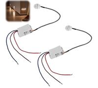 Lot de 2 mini détecteurs de mouvement 220 V IP65 - Délai réglable - Interrupteur à capteur infrarouge automatique - Mini détecteur de mouvement infrarouge encastré avec capteur crépusculaire - Pour