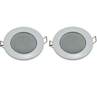 Lot de 2 mini enceintes encastrables au plafond - Aspect halogène - Diamètre : 8 cm - 6 cm - Montage : blanc