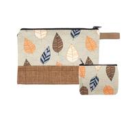 Lot de 2 mini et grandes pochettes multifonctions pour cosmétiques, pochette, articles de toilette, sac d'argent pour voyage, vacances, usage quotidien - 3 styles : gris palmier, tropical, feuilles
