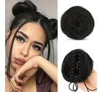 Lot de 2 mini extensions de chignon synthétiques à clipser avec oreilles de chat désordonnées pour femmes et filles