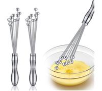 Lot de 2 mini-fouets à billes en acier inoxydable, batteur à œufs manuel pour sauces, crèmes, cuisson