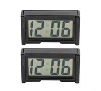 Lot de 2 mini horloges numériques pour tableau de bord avec support pour grille d'aération, alimentées par piles, grand nombre d'affichage, construction légère en ABS