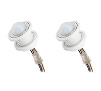 Lot de 2 mini interrupteurs de lumière avec capteur de mouvement 110-220 V Capteur PIR Détection intelligente retard de temps Détecteur d'induction infrarouge réglable