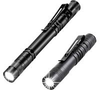 Lot De 2 Mini Lampes De Poche Led Portables Avec Clip Pour Stylo, Petites Lampes De Poche Aaa En Aluminium, Facile À Transporter Pour Randonnée, Camping, Chasse, Pêche